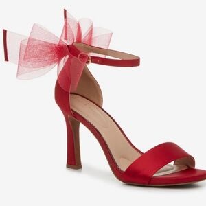Kelly & Katie Red Satin Heels with Tulle Bow